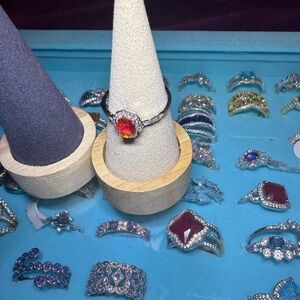 Radiant Silver Ring with Fiery Red Gemstone